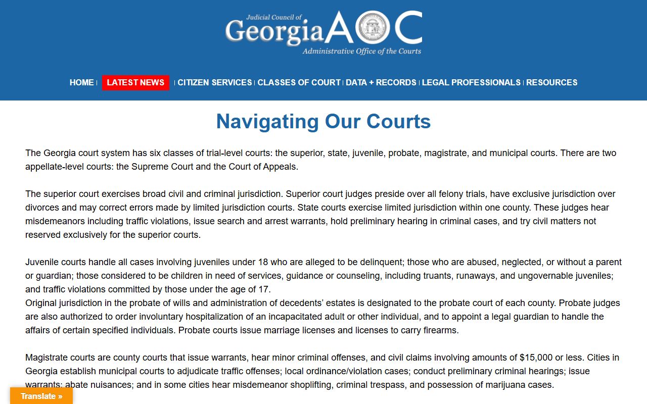 Cherokee County Court records reference: Georgia court structure explainer