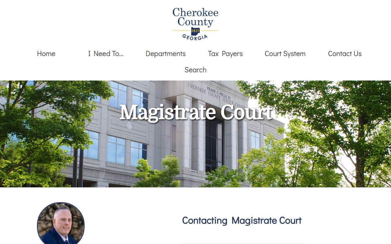 Cherokee County Court records contact page for Magistrate Court