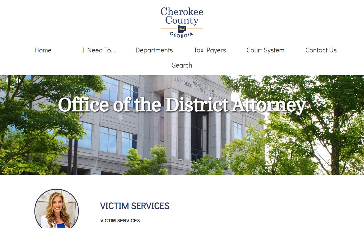 Cherokee County criminal records DA victim services contact and program description