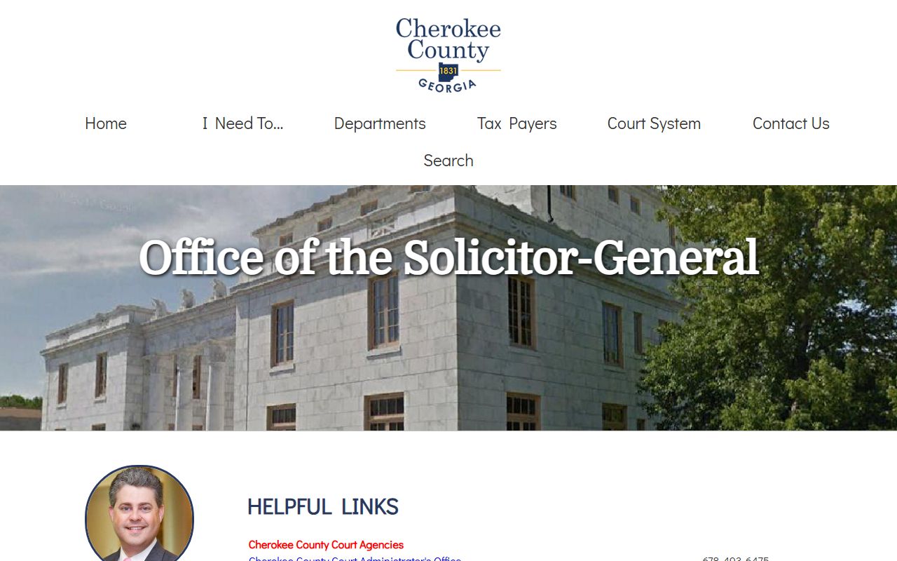 Cherokee County criminal records Solicitor-General helpful links with DA, Indigent Defense, DUI-Drug Court, and TAC contacts