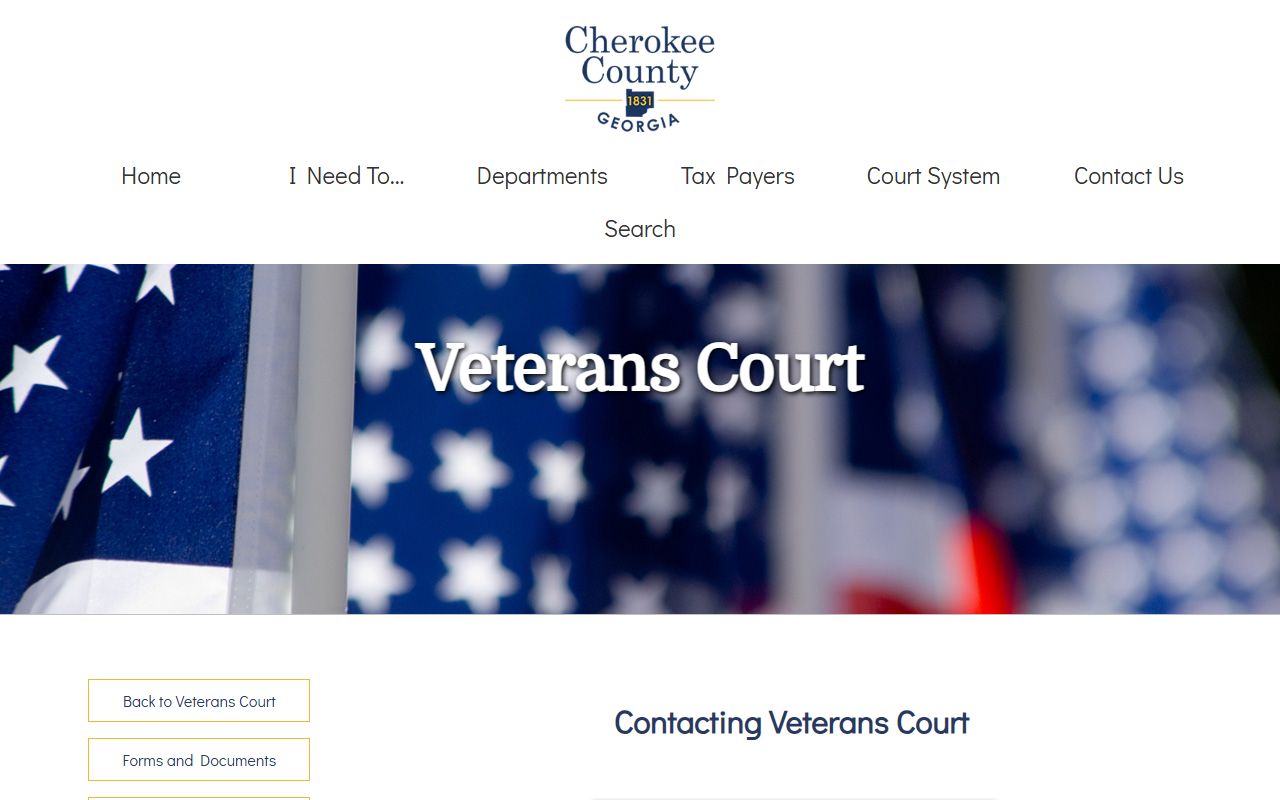 Cherokee County Superior Court Veterans Treatment Court contact page court records