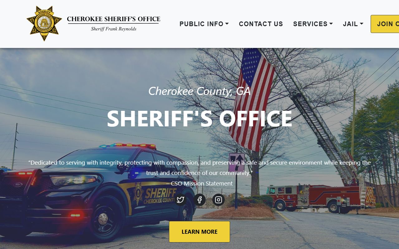 Cherokee County jail population landing on the Cherokee Sheriff's Office home page