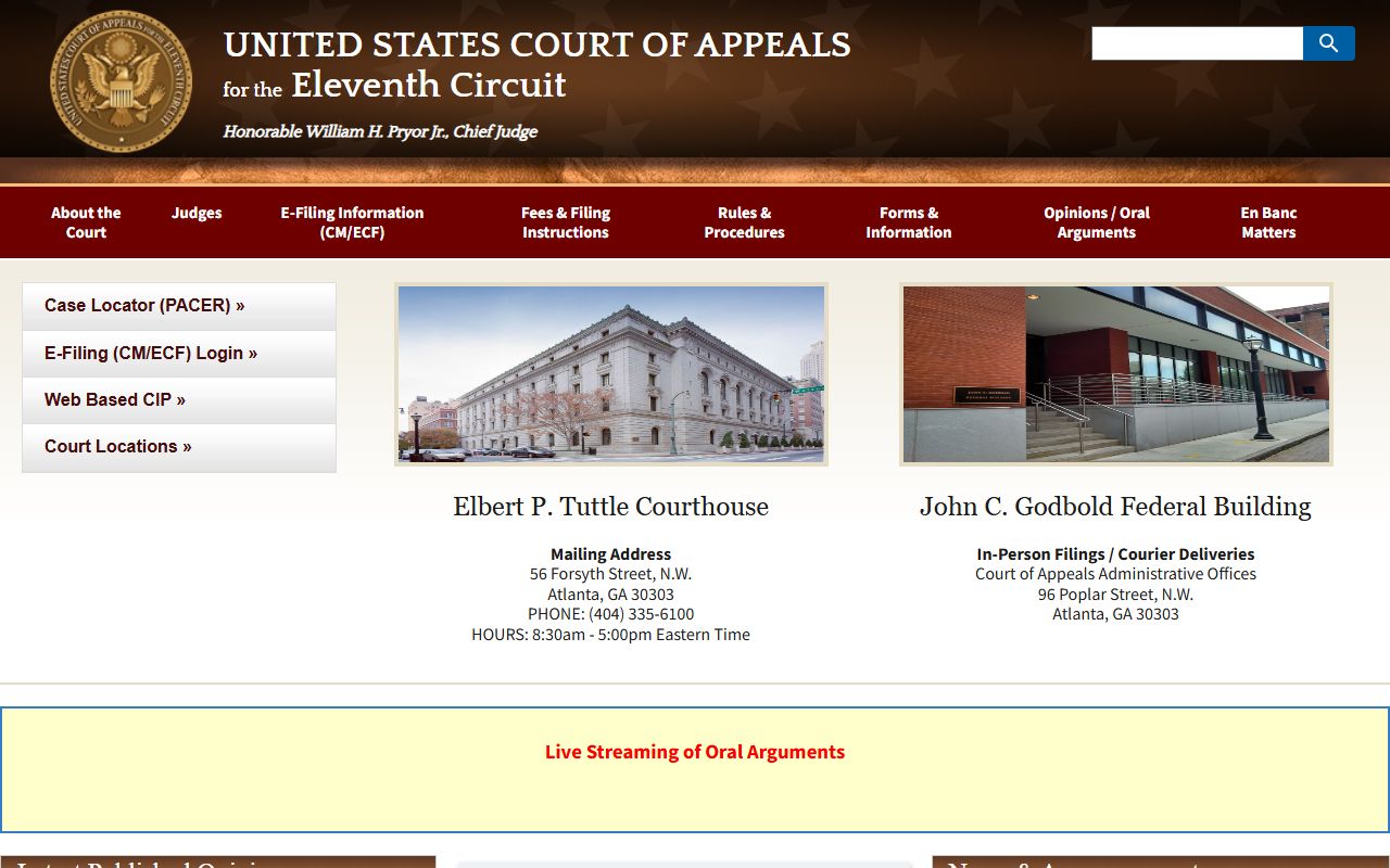 Cherokee County public records connection to the U.S. Court of Appeals for the Eleventh Circuit