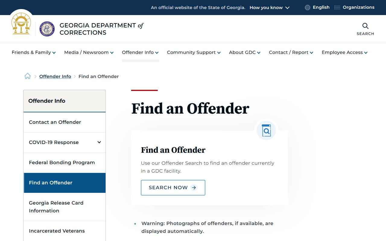 Cherokee County released inmates Georgia Department of Corrections offender search page