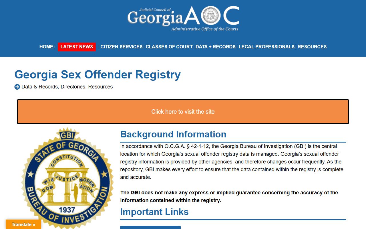 Cherokee County released inmates Georgia sex offender registry on Georgia Courts site